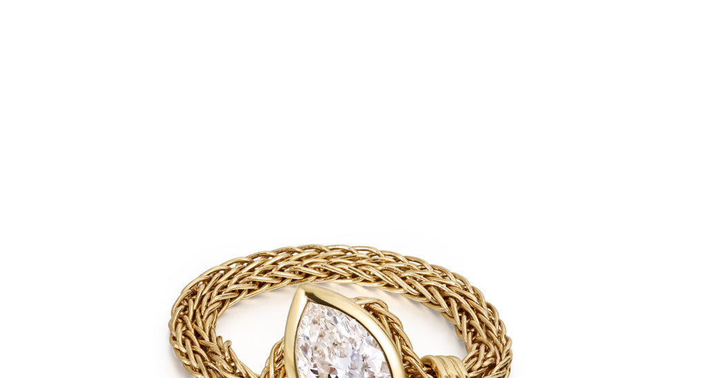 Antique Soft Chain Full Wrap Marquise Diamond Ring 18K solid gold Main Stone 1ct Ring