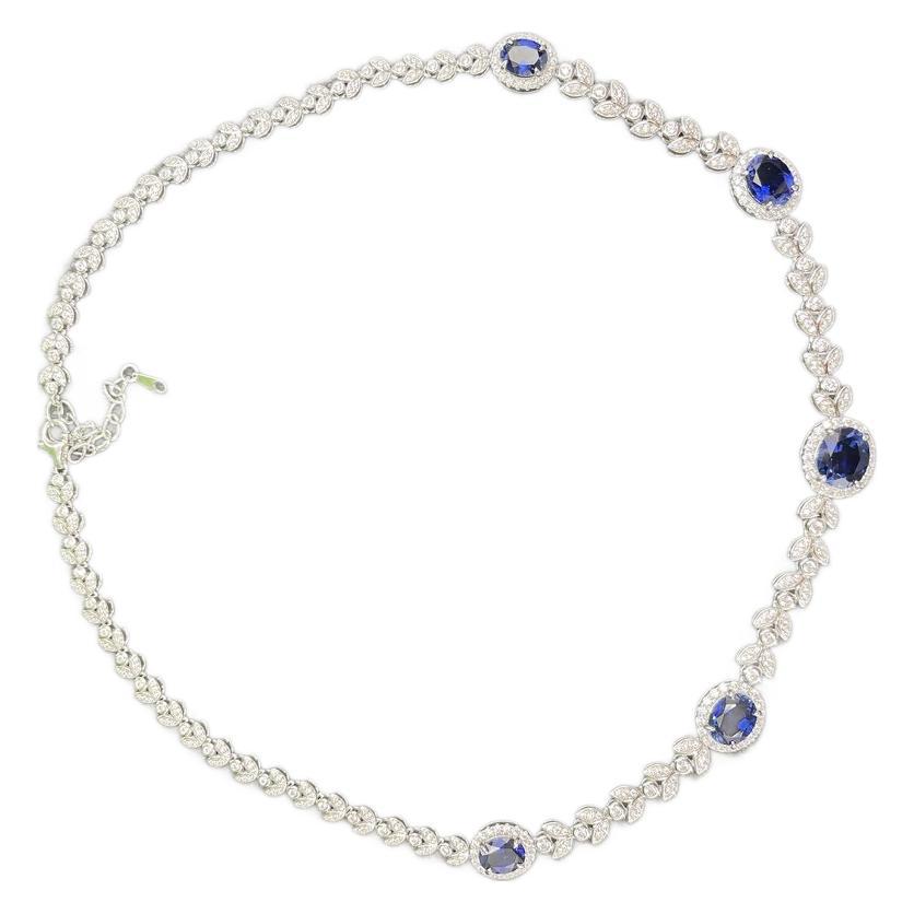 S925 Sterling Silver Luxury Vintage Cultivated Red Sapphire Wheat Ear Fashion Jewelry Necklace