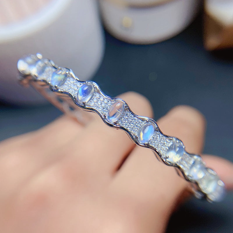 Natural Moonstone Bracelet 925 Silver Inlaid with Certificate Exquisite Packaging Gift Bracelet