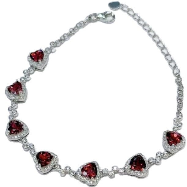 S925 Silver Platinum Plated Inlaid Natural Magnesia Garnet Main Stone Size 5mm Bracelet