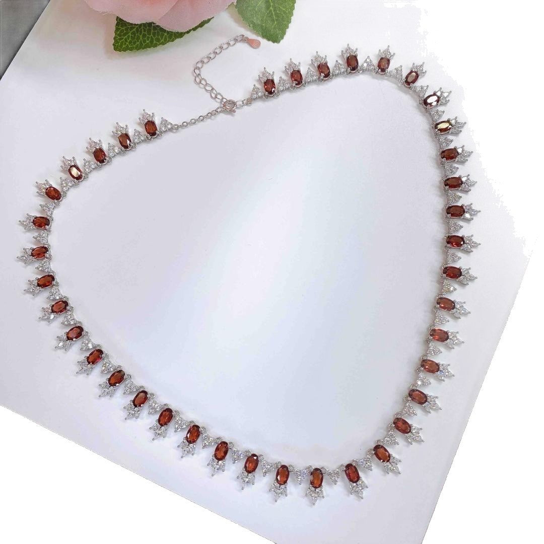 s925 Silver Pendant fashion Crystal Natural Garnet Necklace