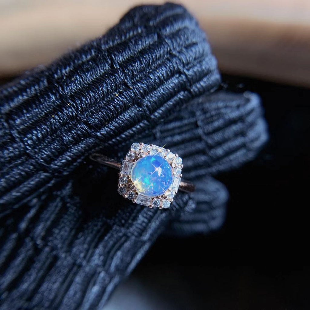 Natural Opal Set 925 Silver Inlaid Pendant Ring Jewelry for Women Gift for Girlfriend Live Supply