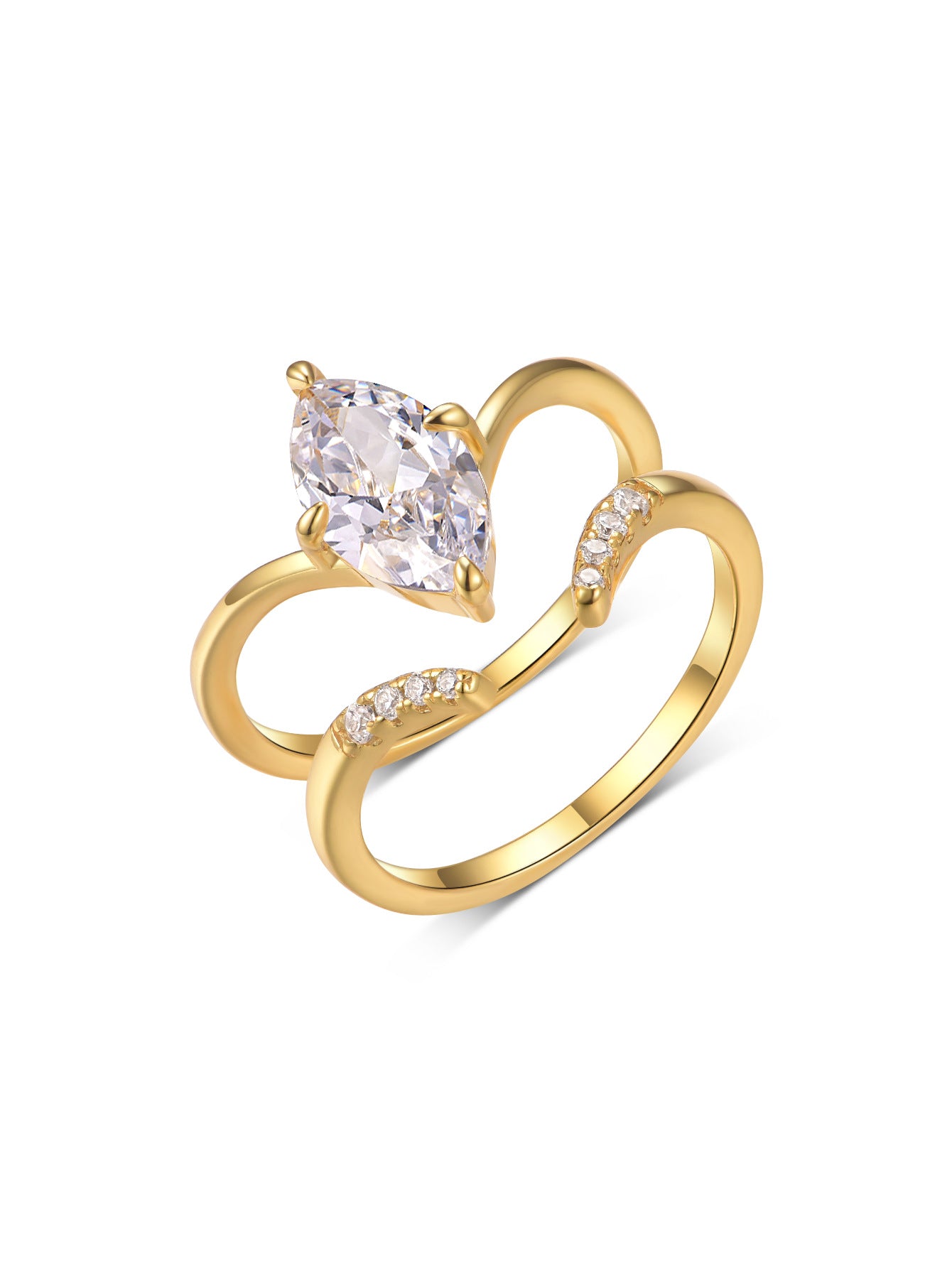 S925 Silver Set Inlaid with Marquise Moissanite Ring Combination Independent Hot Sale Fashion Elegant Style