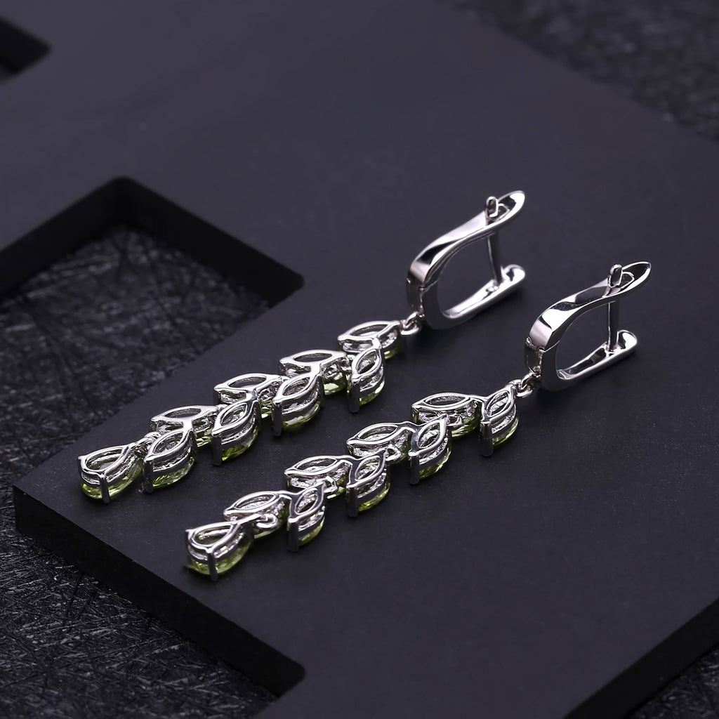 Light Luxury Fashion Natural Peridot Earrings Design Sense S925 Silver Inlaid Natural Gemstone Earrings