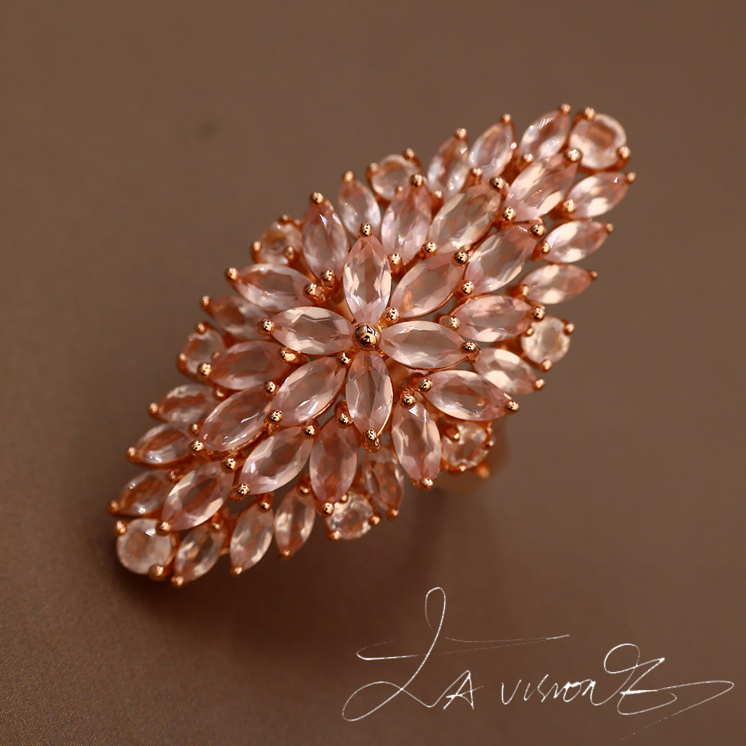 Second-hand Jewelry S925 Inlaid Natural Rose Quartz Ring