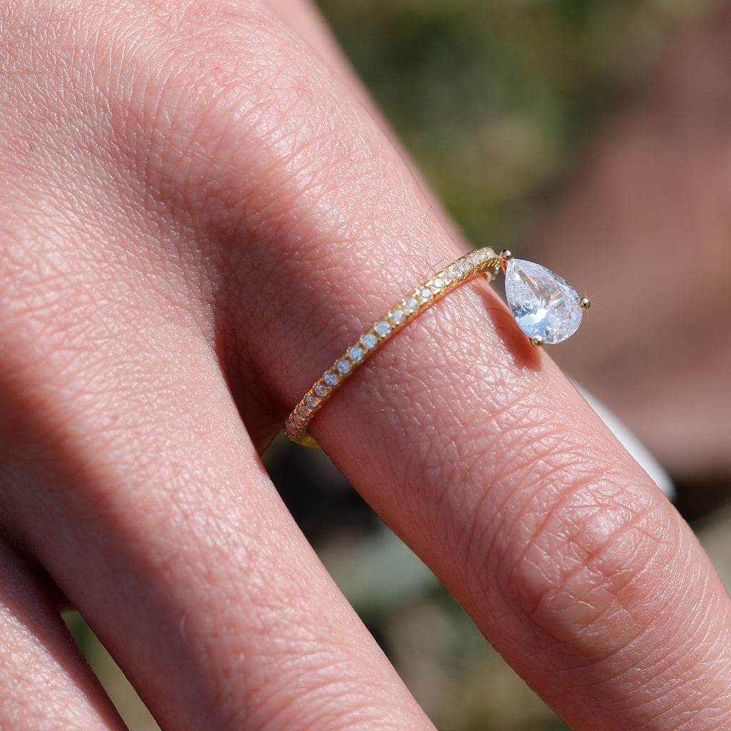 S925 Silver Water Drop Shape Moissanite Extended Design Ring Unique Creative Hot-Selling Ring