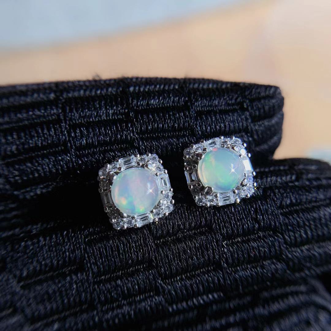Natural Opal Set 925 Silver Inlaid Pendant Ring Jewelry for Women Gift for Girlfriend Live Supply