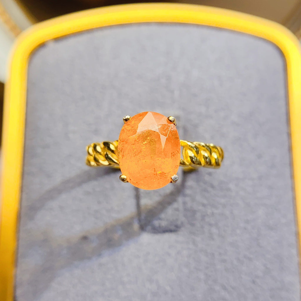 S925 Silver Inlaid Main Stone 7*9mm Natural Garnet Ring