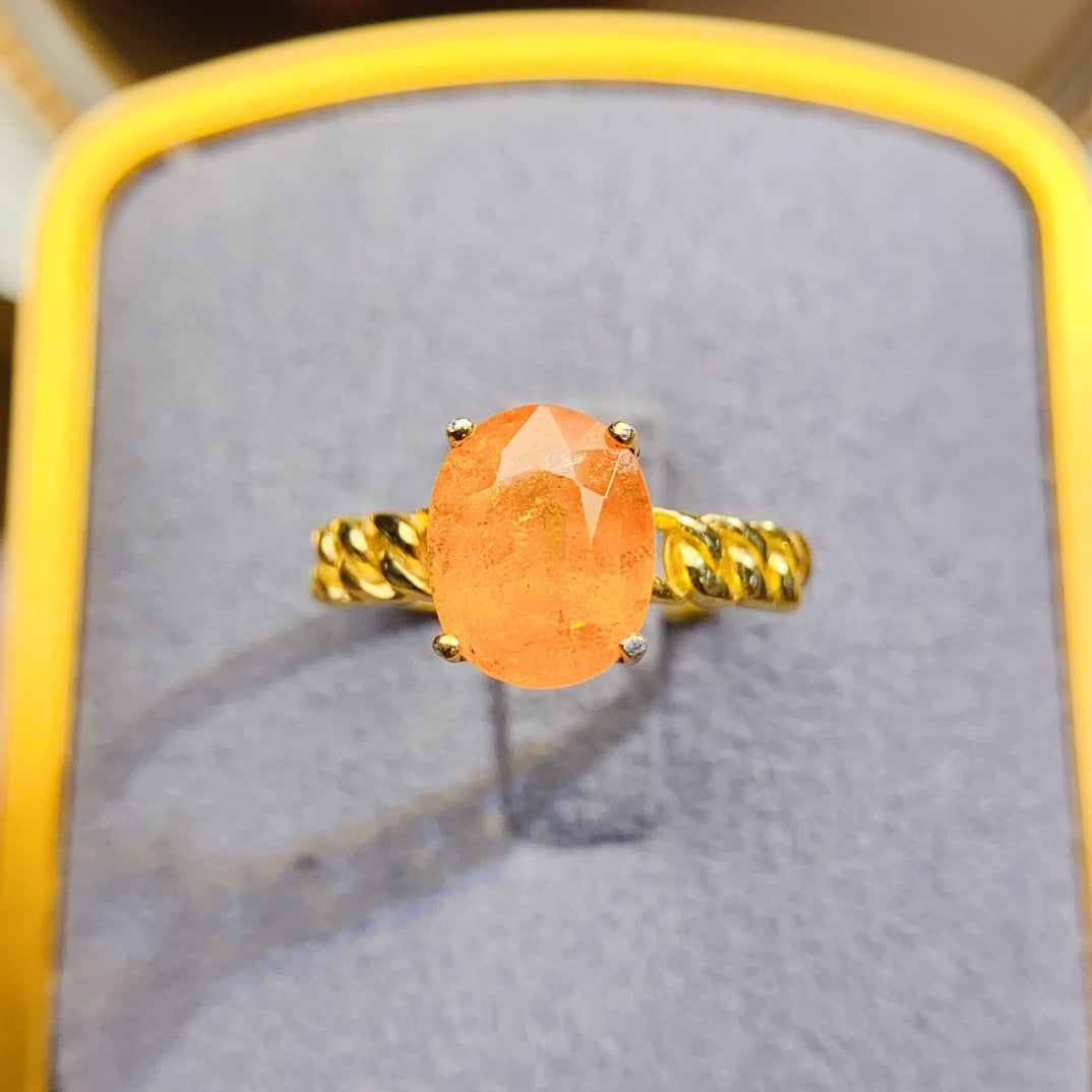 S925 Silver Inlaid Main Stone 7*9mm Natural Garnet Ring