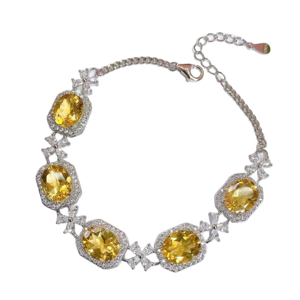 S925 Silver Inlaid Natural Yellow Crystal Bracelet