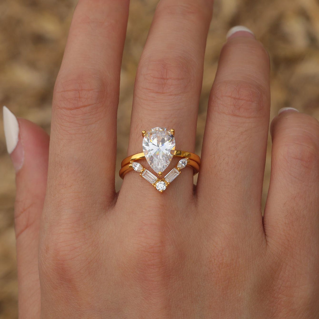 S925 Silver Moissanite Water Drop Stacking Rings for Women Set Niche Simple Style Hot Sale