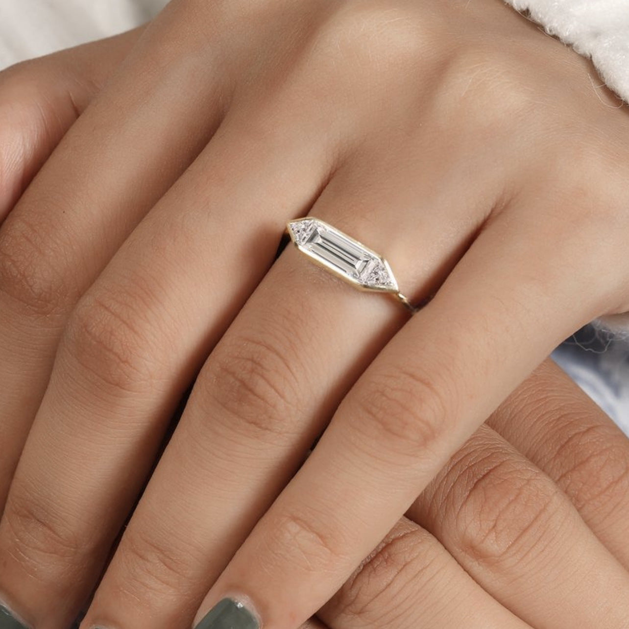 S925 Silver Geometric Moissanite Ring Minimalist Luxury Design Women's Hot-Selling Ring