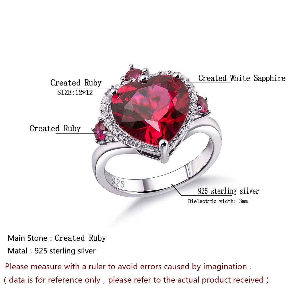 Red Corundum Ring 925 Silver Design Women's Fashion Element Ring