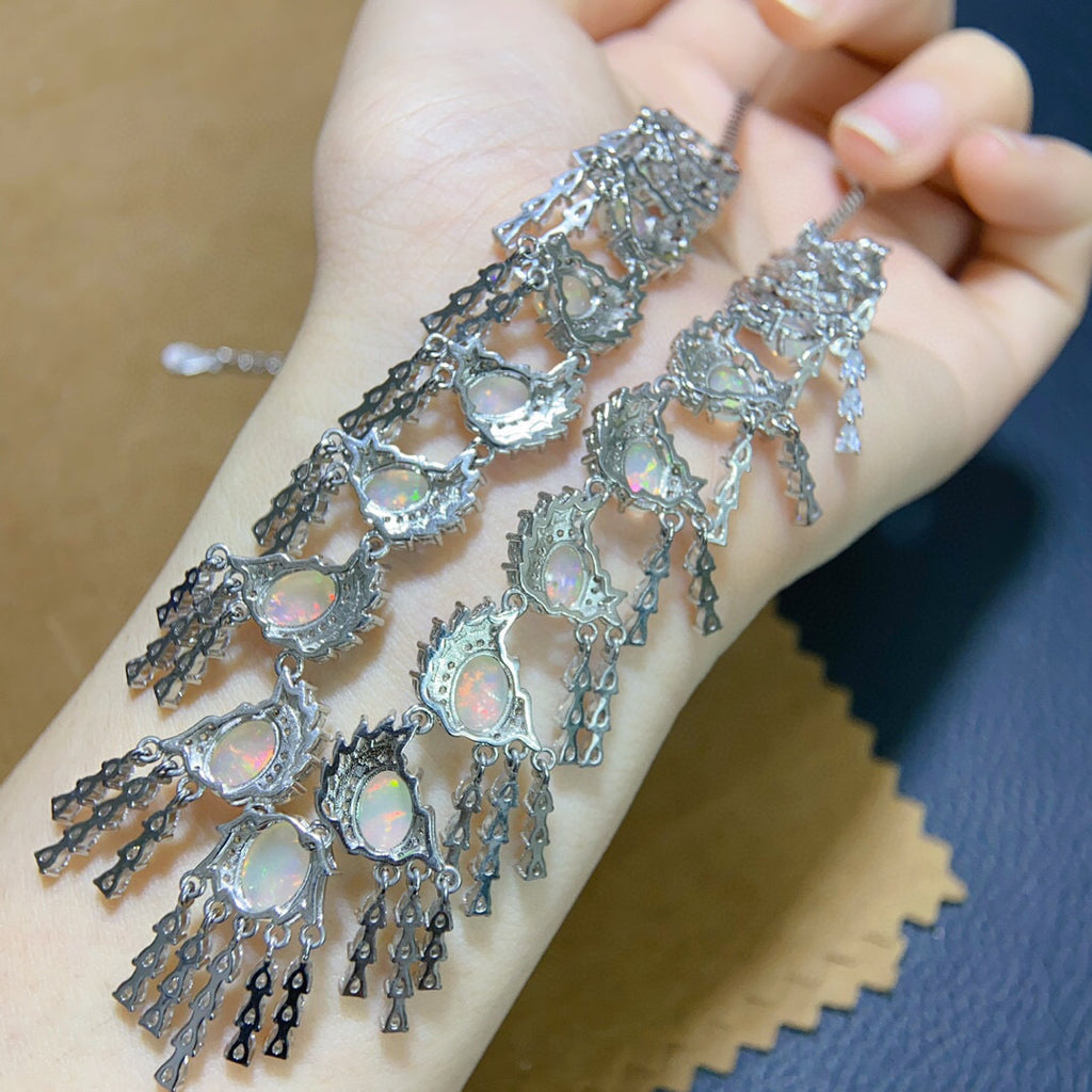 High Clarity Fire Color Explosive Luxury Inlaid Loose Stone 4*6 5*7 6*8 7*9mm Natural Opal Necklace