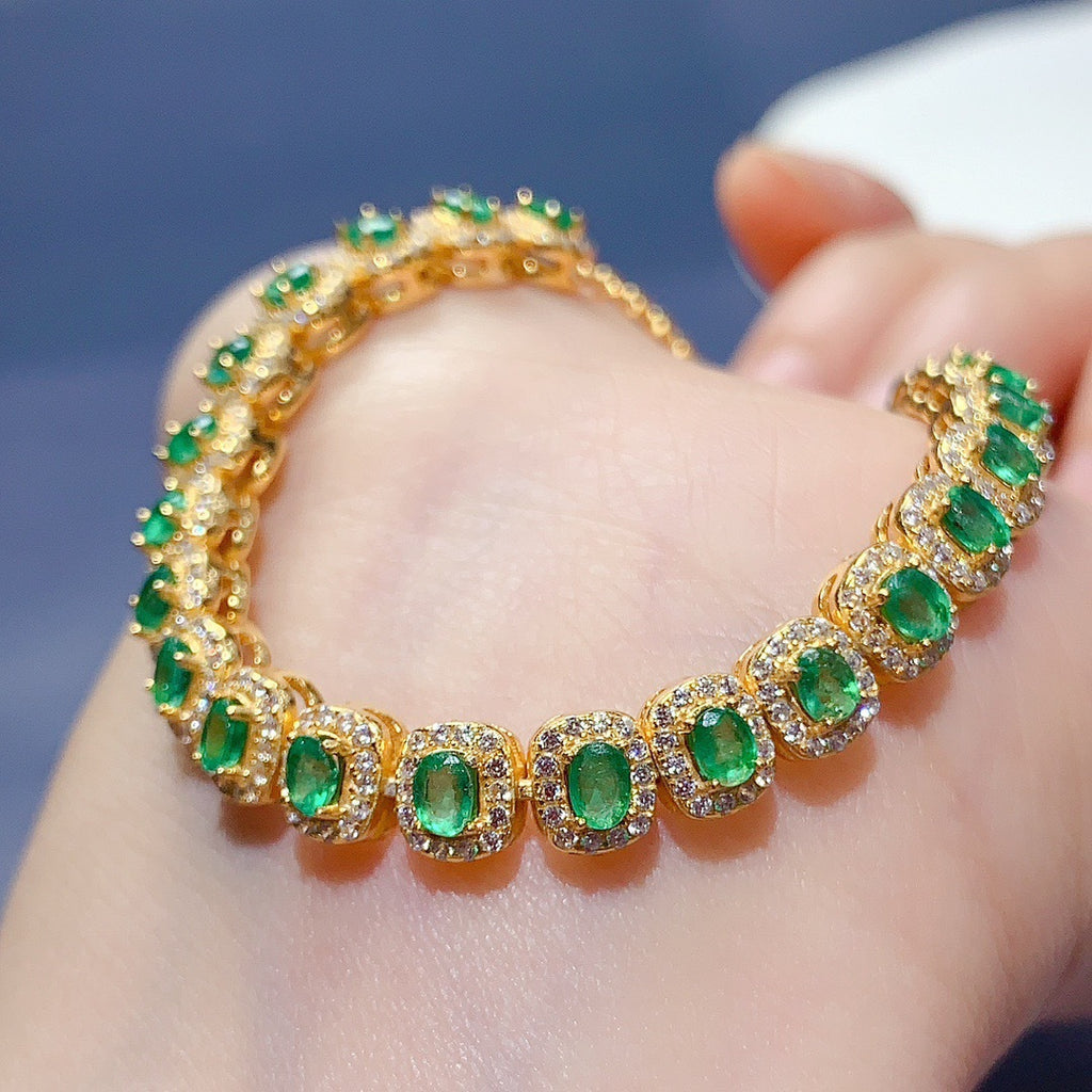 925 Sterling Silver Natural Ruby Emerald Pink Sapphire Bracelet