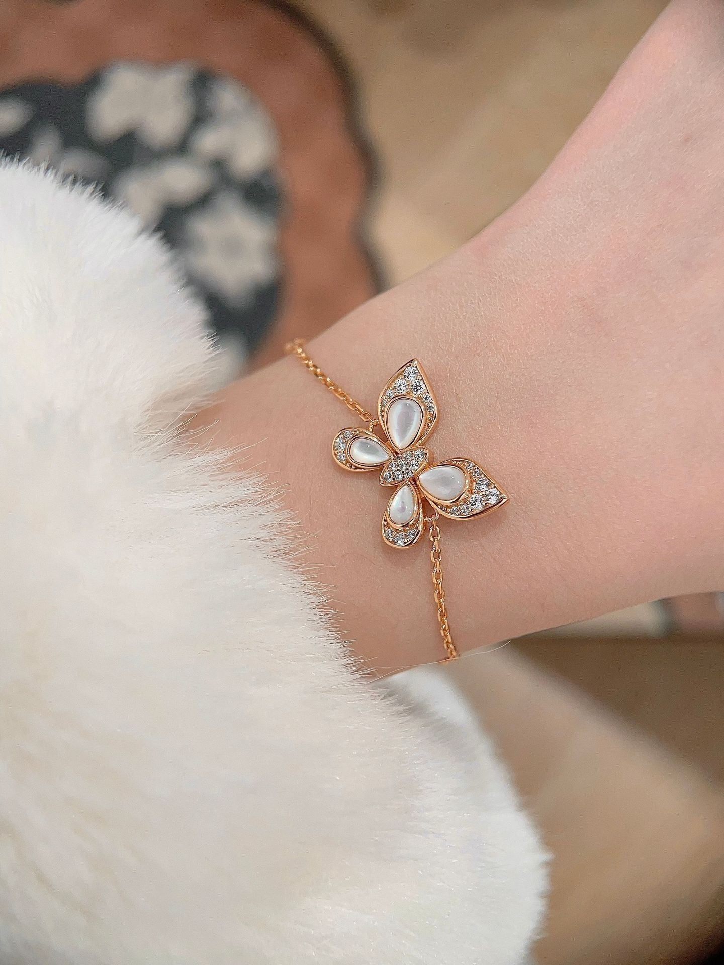 Inlaid Red Agate White Mother-of-Pearl Turquoise Sterling Silver Butterfly Bracelet