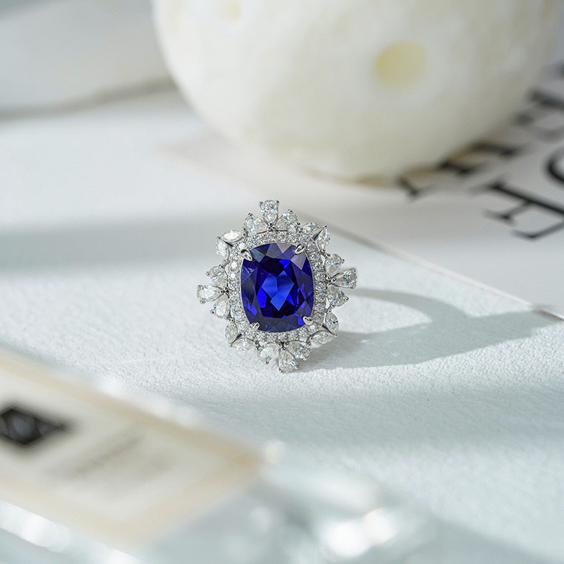 S925 Sterling Silver Cultivated Sapphire Pillow Necklace Light Luxury High Sense Luxury Necklace