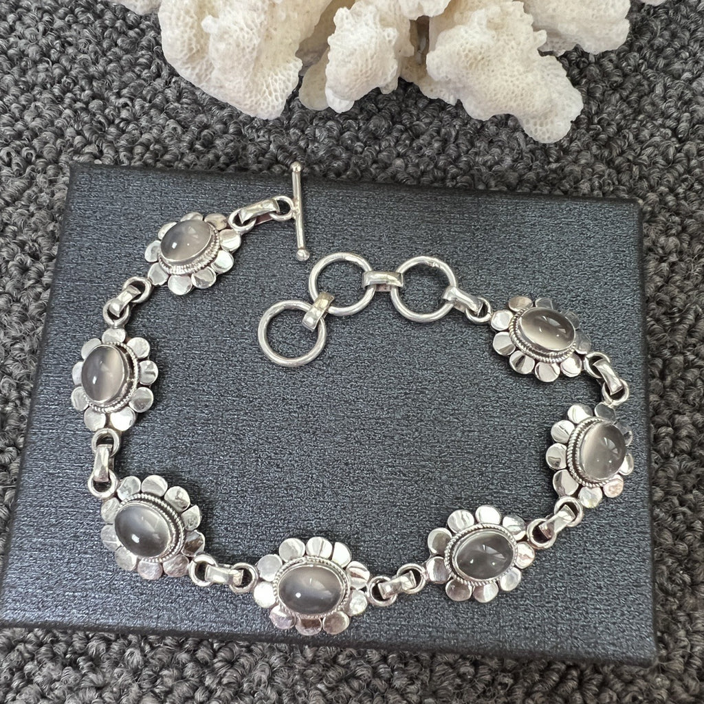 Nepal Handmade 925 Inlaid Yellow Crystal Ruby Amethyst Opal Stone Vintage Bracelet