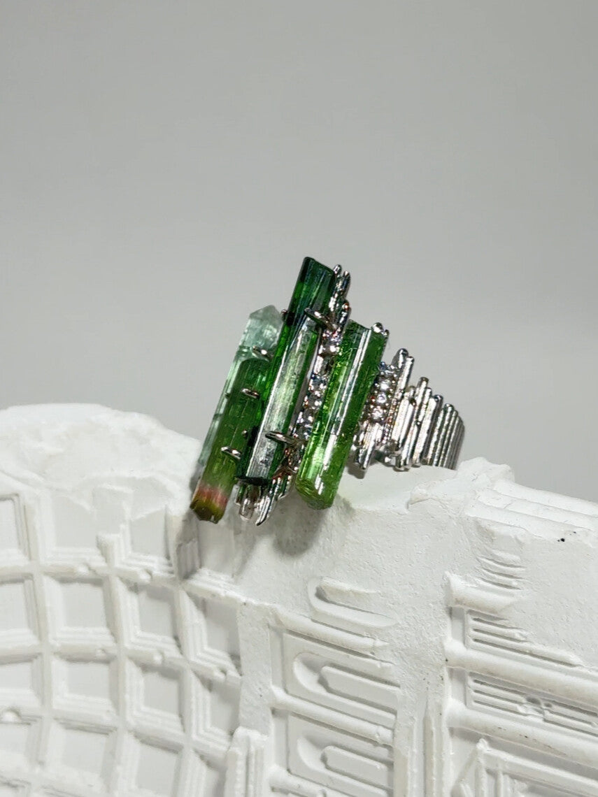 Fuguang Original Design Handmade Ring · Green Tourmaline