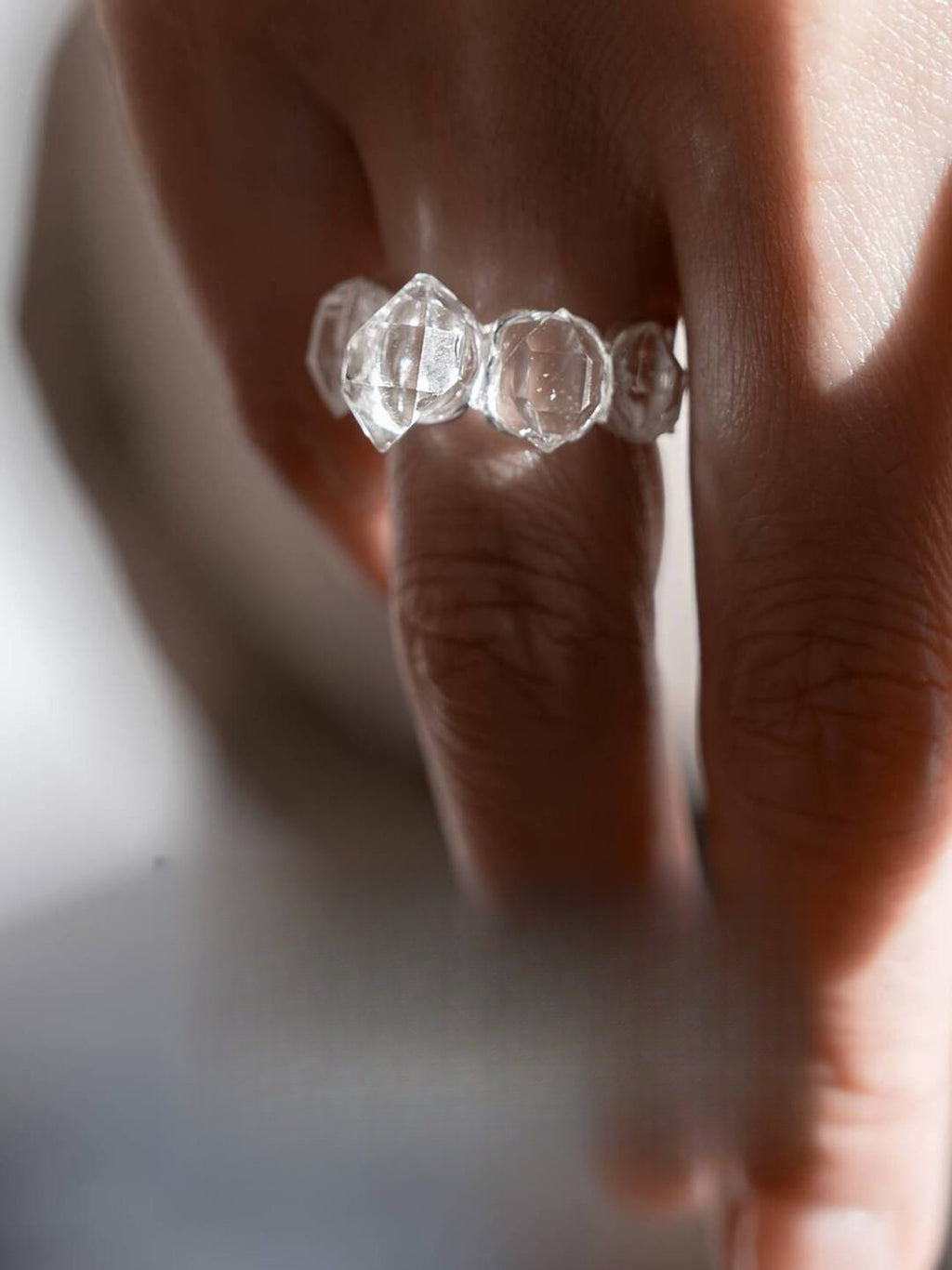 Natural Flash Crystal Ring Original Design Customization Silver Ring · White Flash Version 925 Silver Open Ring