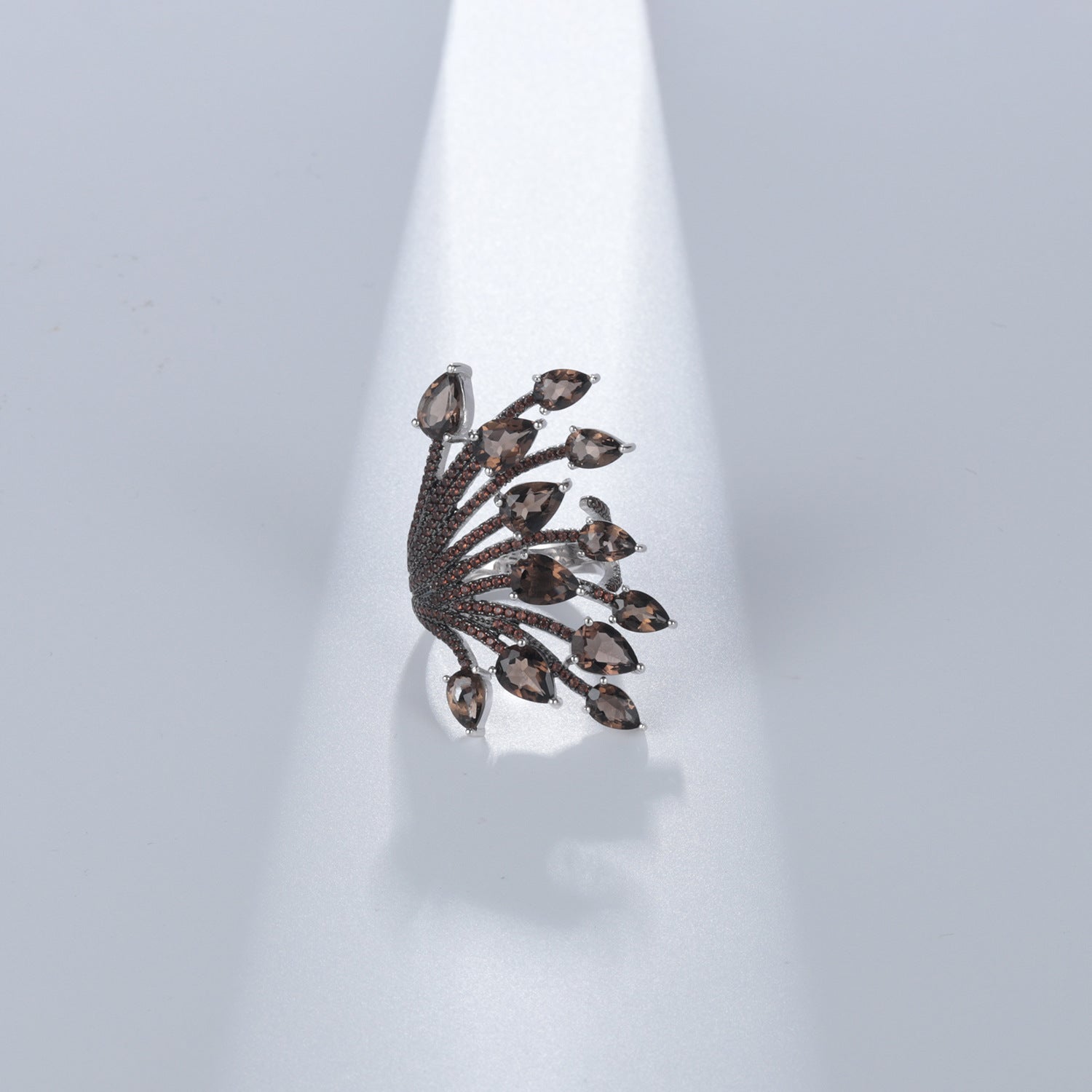 Natural Garnet Ring Opening Adjustable 925 Silver Color Gemstone Ring