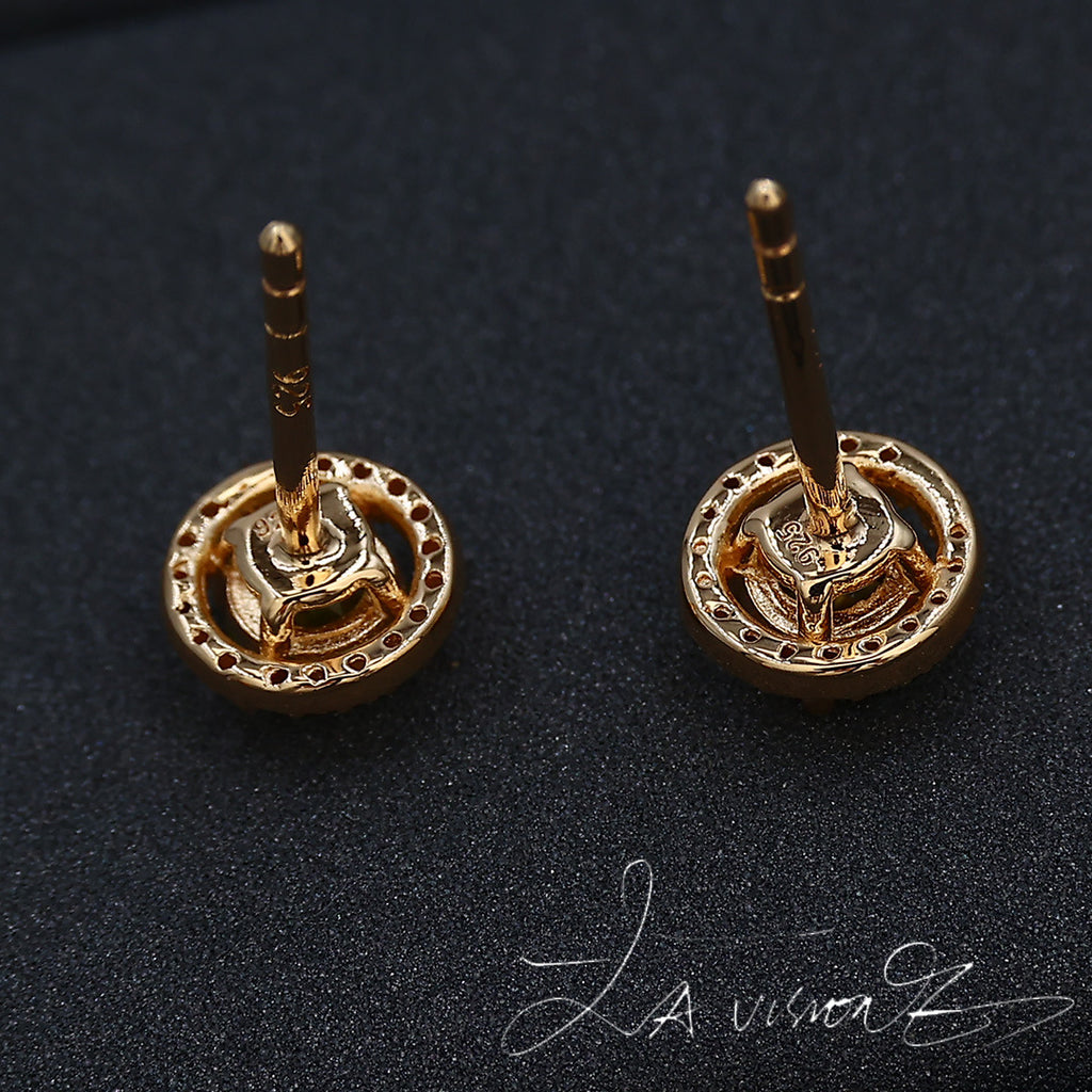 925 Silver Inlaid Peridot South African Diamond Stud Earrings