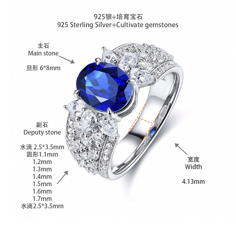 Nurtured Sapphire 1.5ct High Jewellery Royal Blue Oval S925 Silver Gold Plated Ring