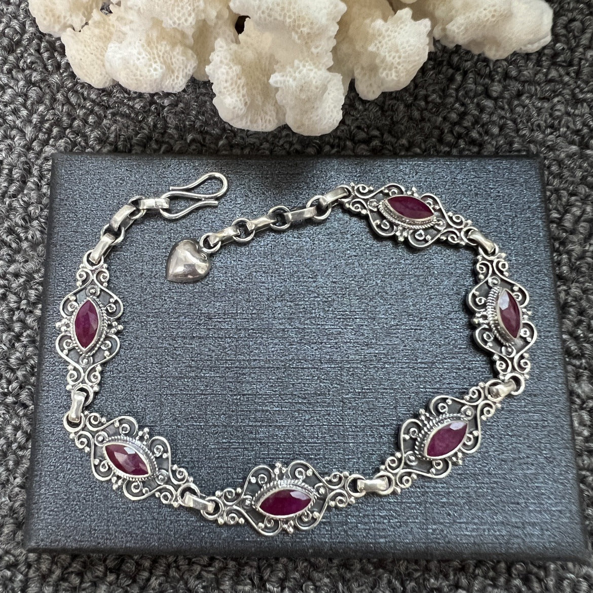 Nepal Handmade 925 Inlaid Yellow Crystal Ruby Amethyst Opal Stone Vintage Bracelet