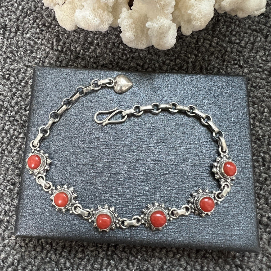 Nepal Handmade 925 Inlaid Yellow Crystal Ruby Amethyst Opal Stone Vintage Bracelet