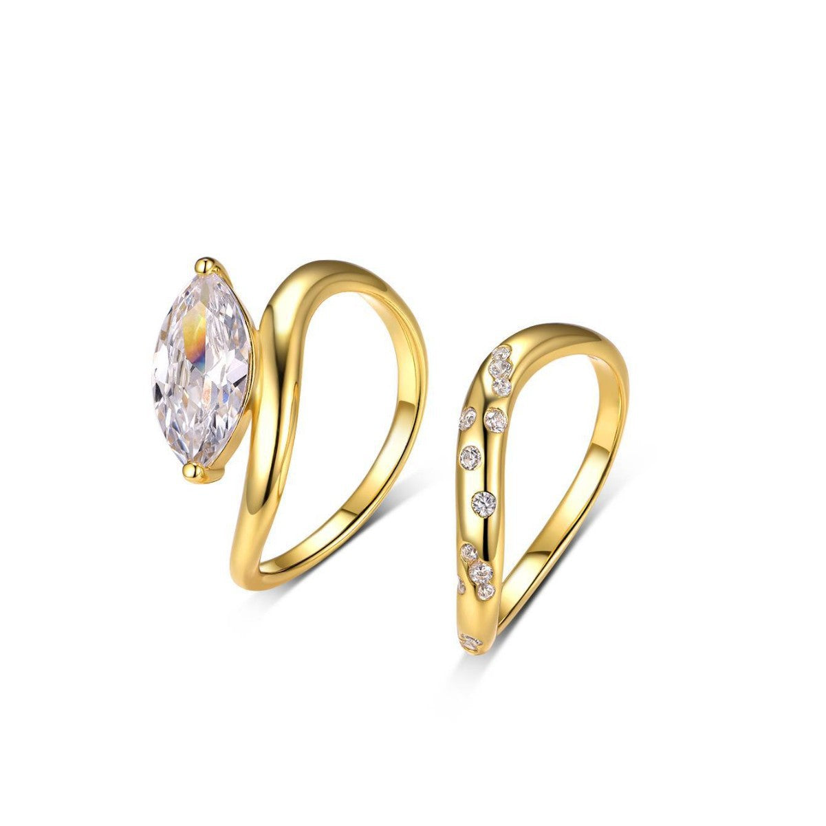 S925 Silver Set Marquise Moissanite Main and Side Ring Combination Simple Fashion Independent Station Hot Sale Wholesale