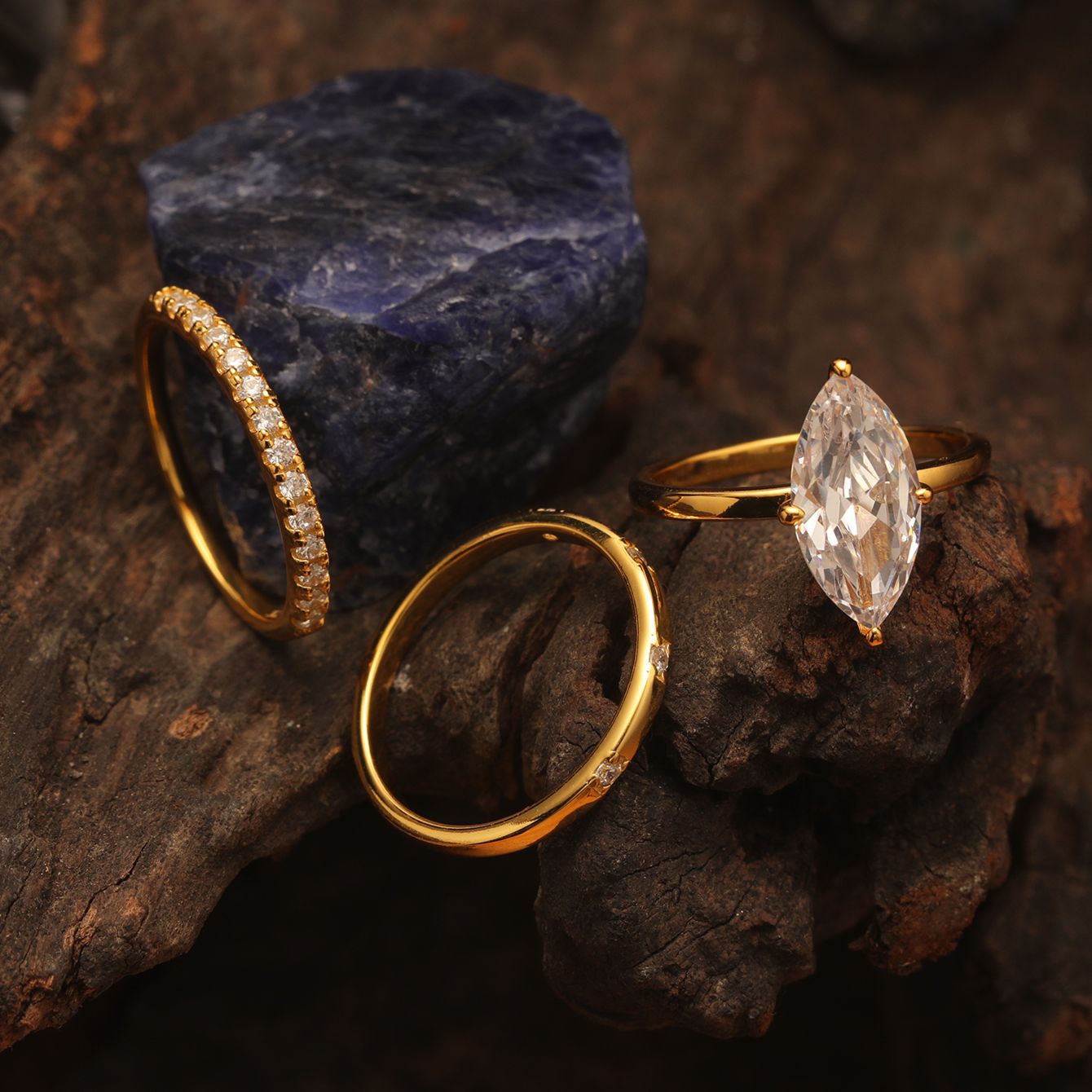 S925 Silver Horse Eye Moissanite Three-Piece Set Ring Luxury Full Inlay Design Independent Hot-Selling Ring