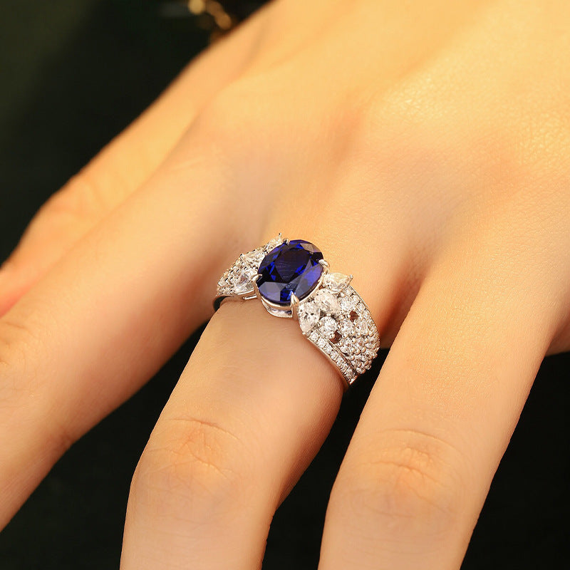 Nurtured Sapphire 1.5ct High Jewellery Royal Blue Oval S925 Silver Gold Plated Ring