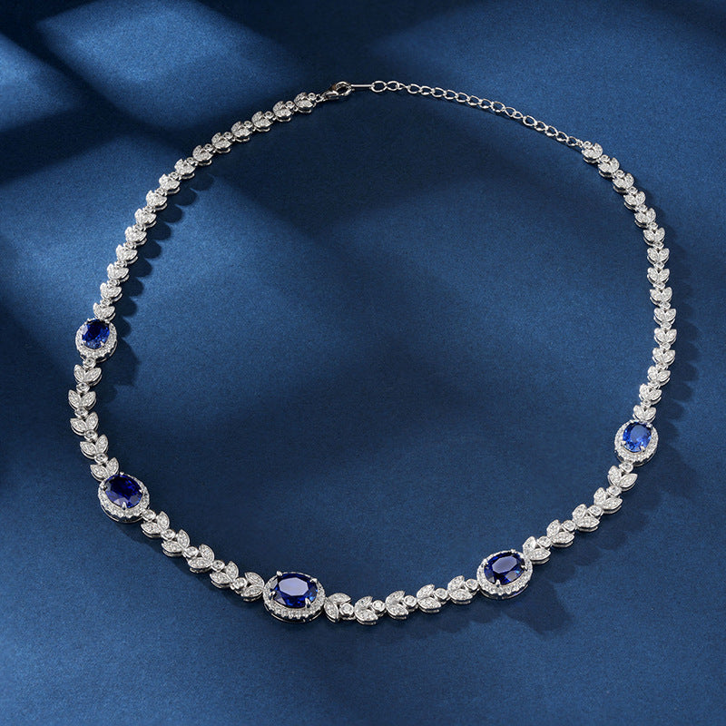 S925 Sterling Silver Luxury Vintage Cultivated Red Sapphire Wheat Ear Fashion Jewelry Necklace