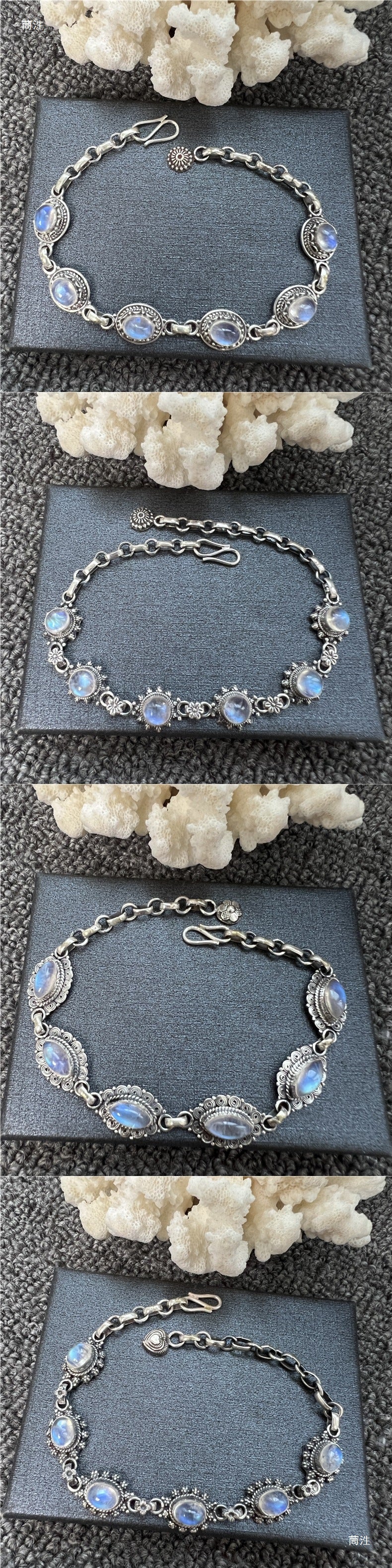 Nepal Handmade 925 Inlaid Yellow Crystal Ruby Amethyst Opal Stone Vintage Bracelet