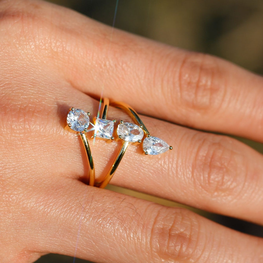 S925 Silver Multi Shape Moissanite Ring Amazon Hot Sale Elegant and fashionable