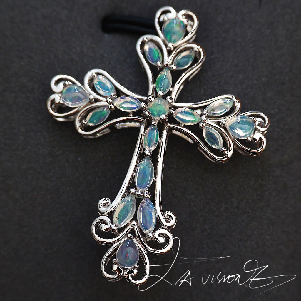 S925 Silver Inlaid Opal Pendant