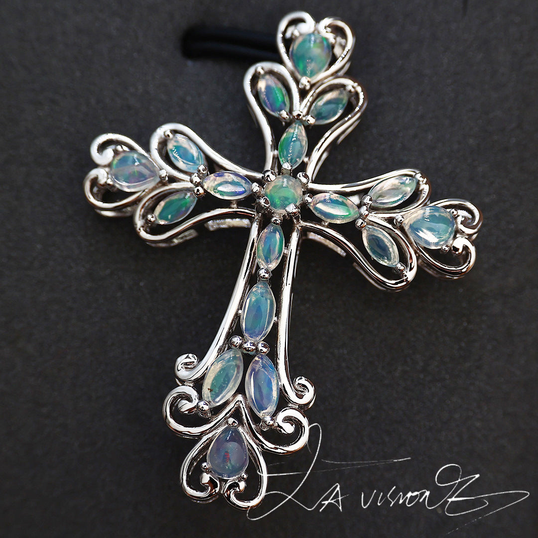 S925 Silver Inlaid Opal Pendant