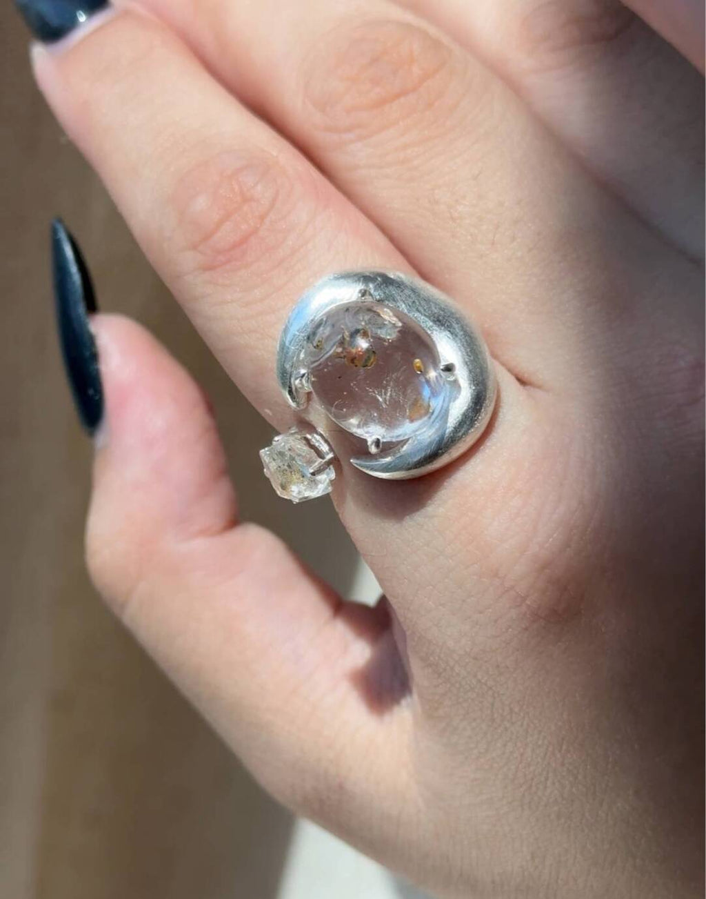 Baoyue Original Design Handmade 925 Silver Open Ring · White Flashing Version