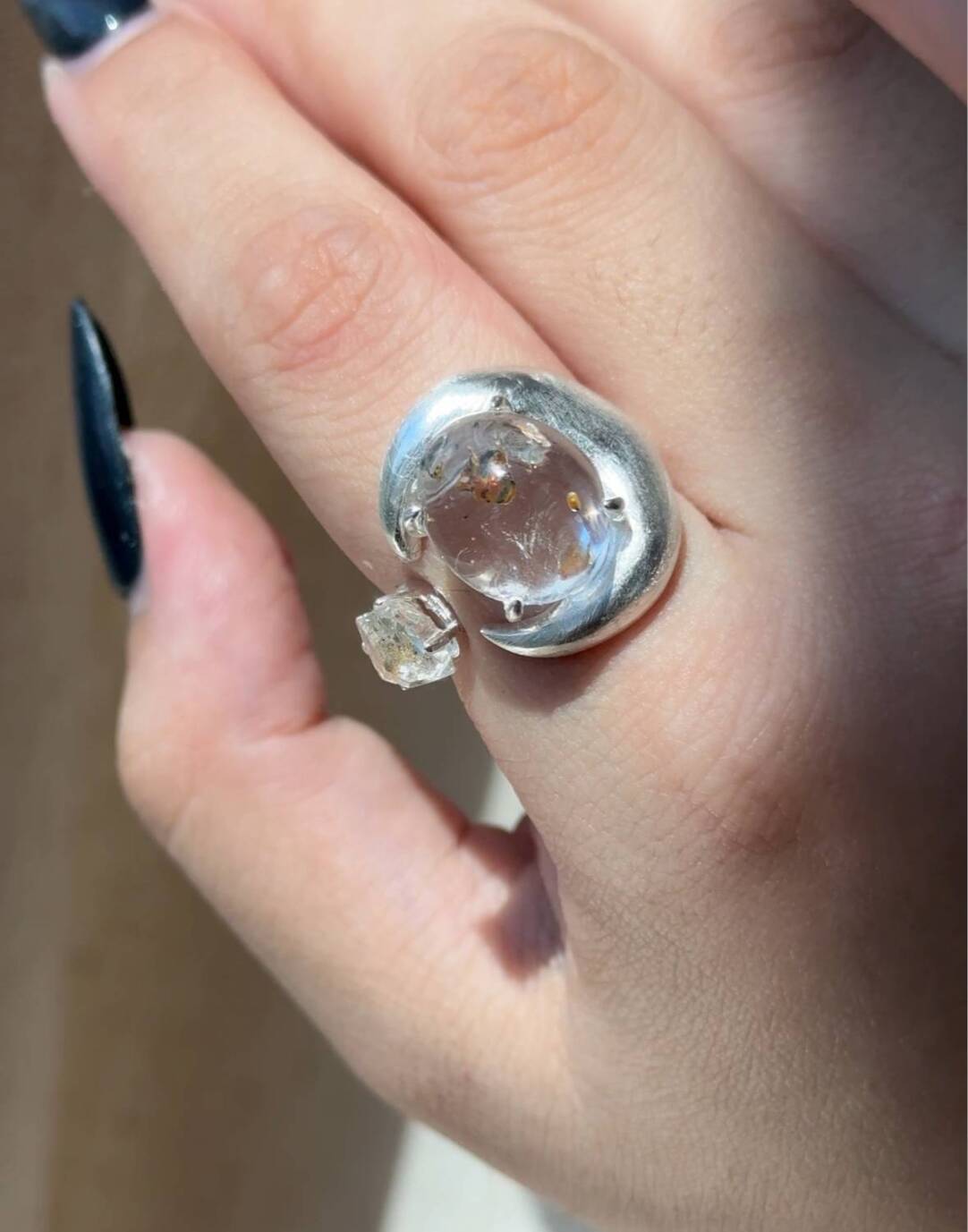 Baoyue Original Design Handmade 925 Silver Open Ring · White Flashing Version