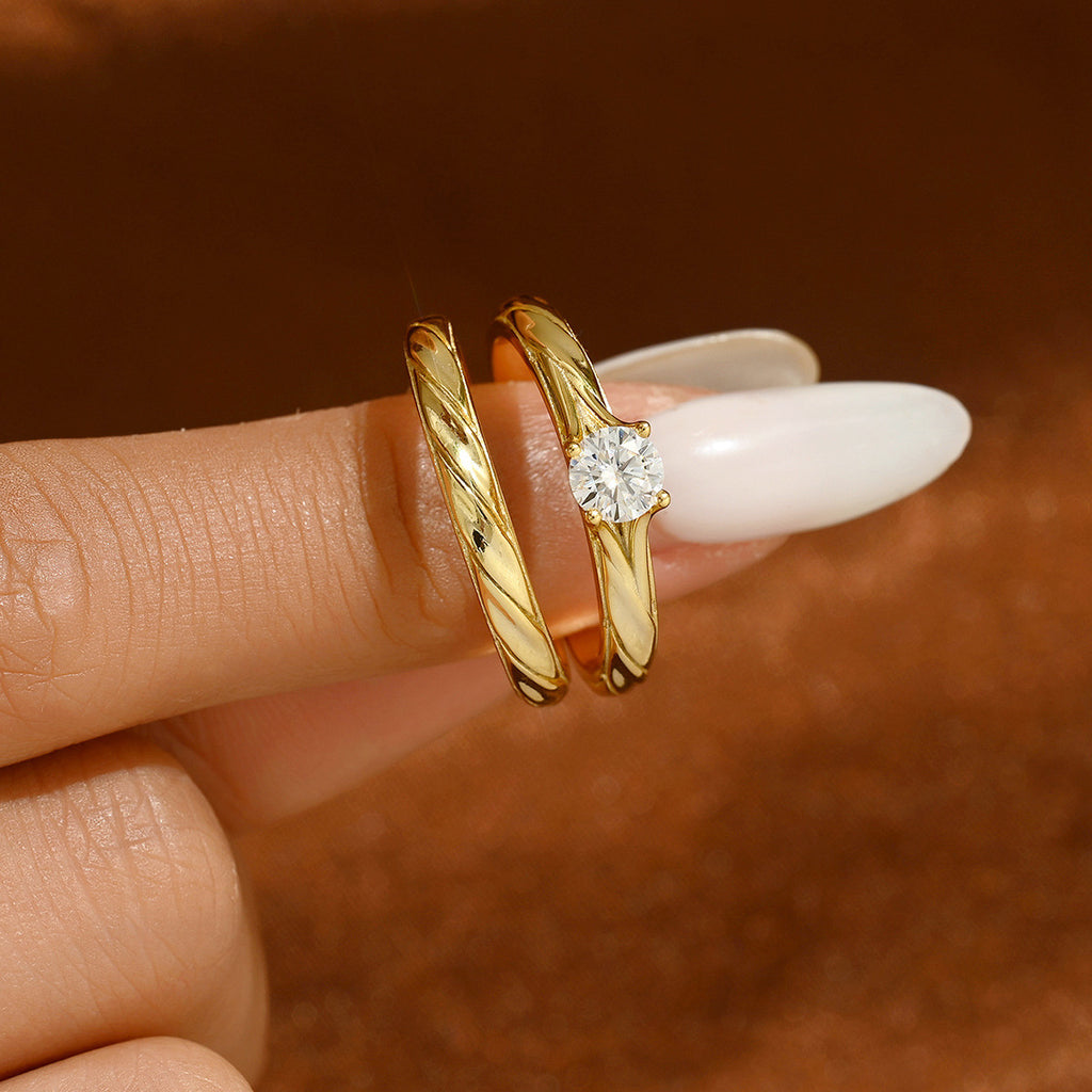 S925 Silver Moissanite Couple Rings Engraved Design Trendy Cross-Border Hot-Selling Rings In Stock Personalized