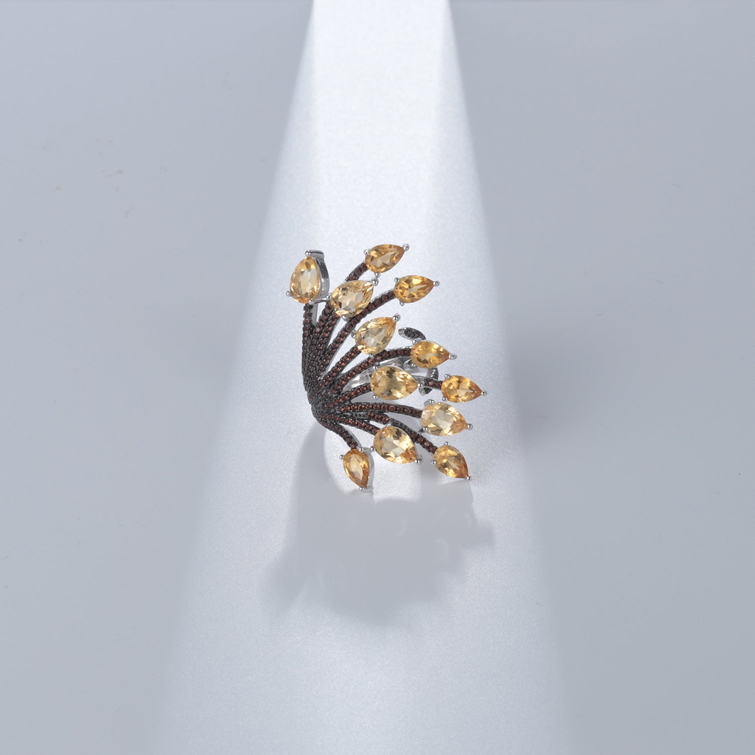 Natural Garnet Ring Opening Adjustable 925 Silver Color Gemstone Ring