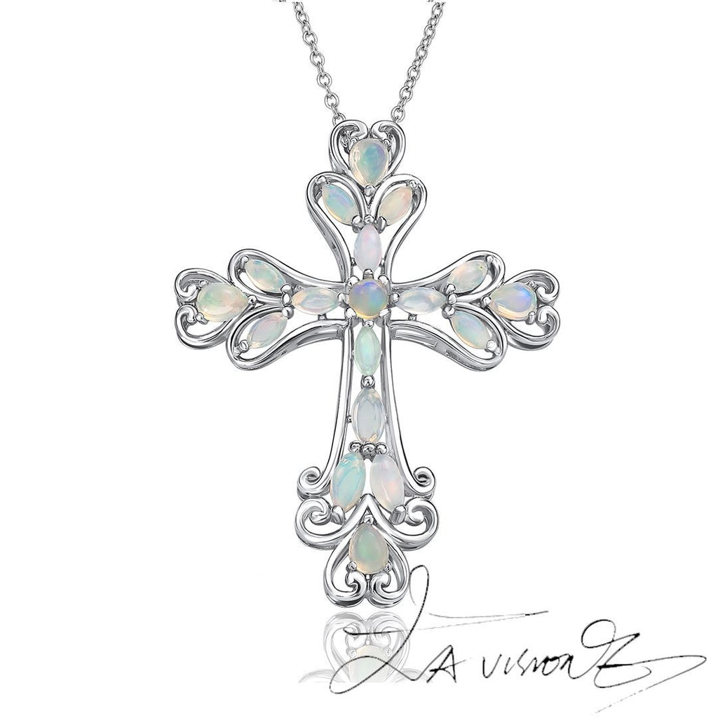 S925 Silver Inlaid Opal Pendant