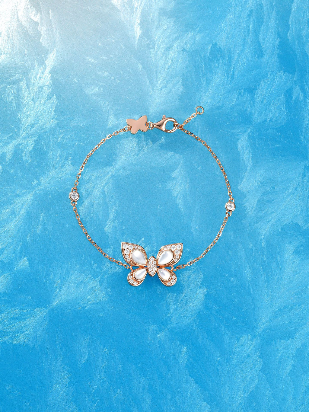 Inlaid Red Agate White Mother-of-Pearl Turquoise Sterling Silver Butterfly Bracelet