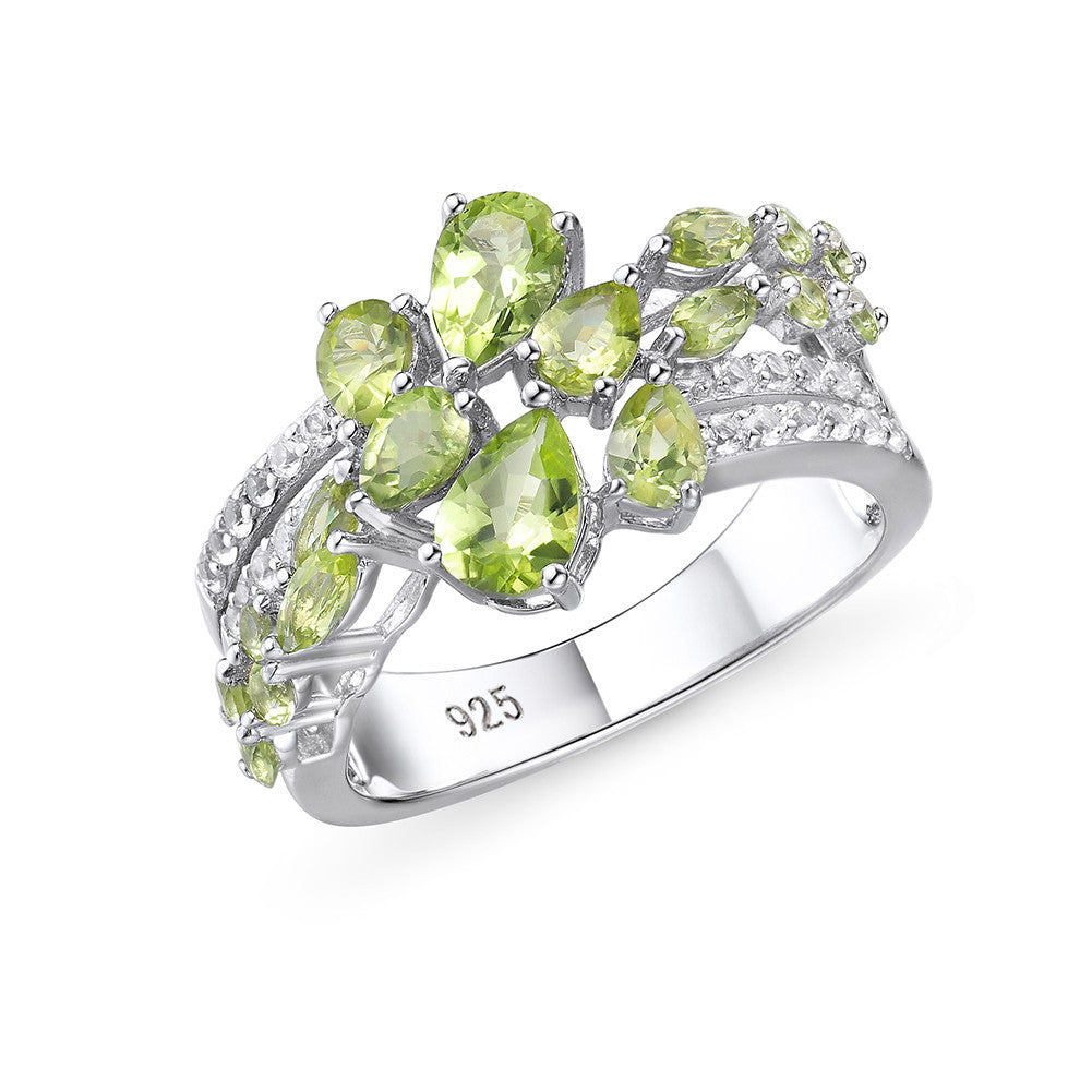 Italian Jewelry Design 925 Silver Peridot Ring