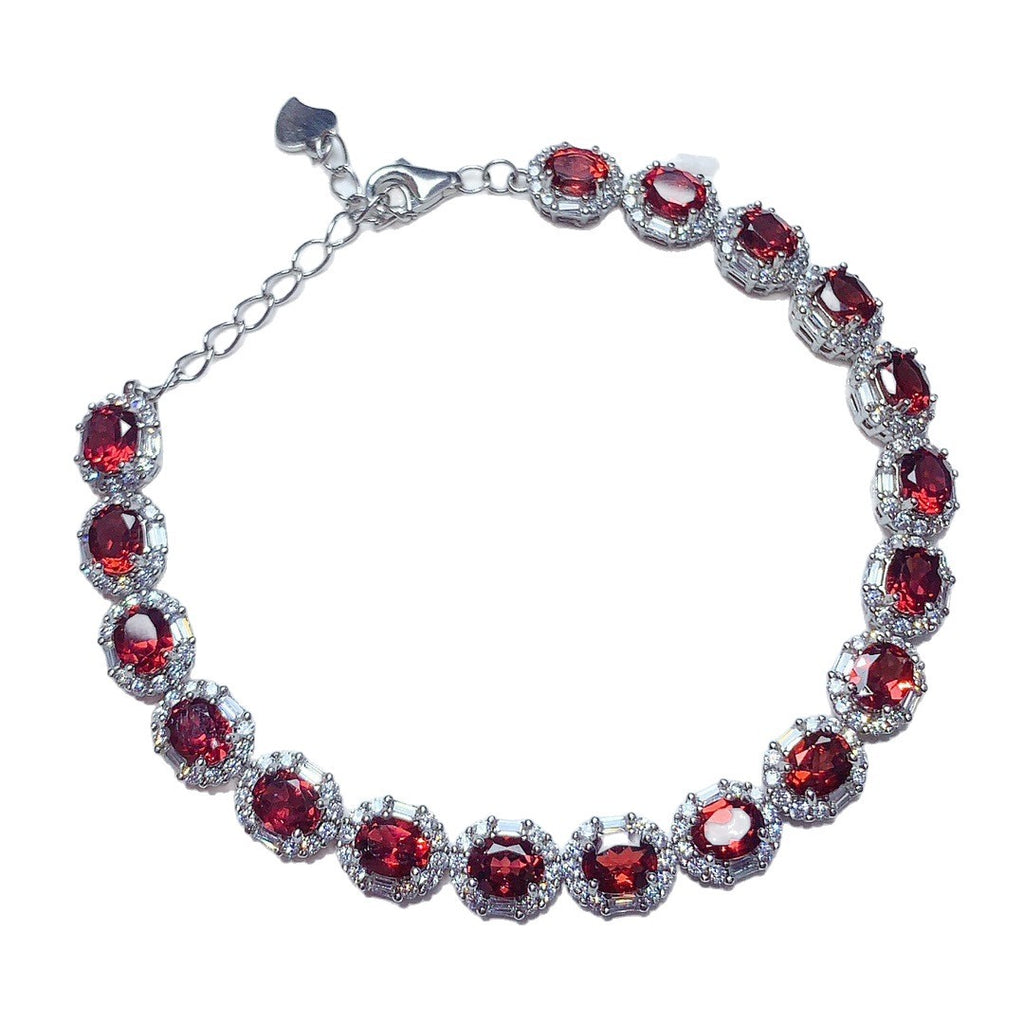 S925 Silver Inlaid Light Luxury Exquisite High-end Natural Garnet Bracelet