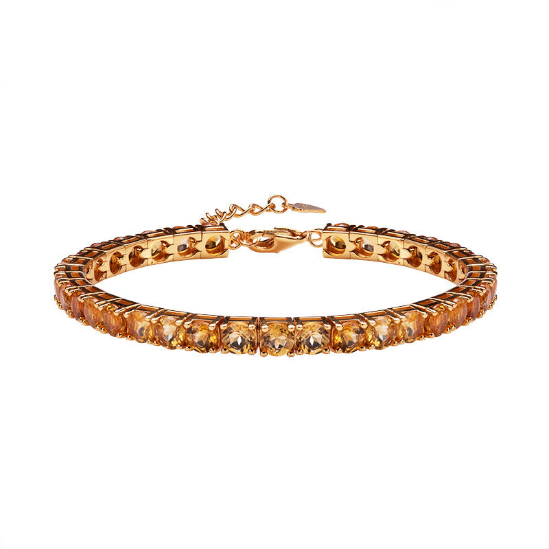 S925 Sterling Silver Yellow Crystal Tennis Bracelet