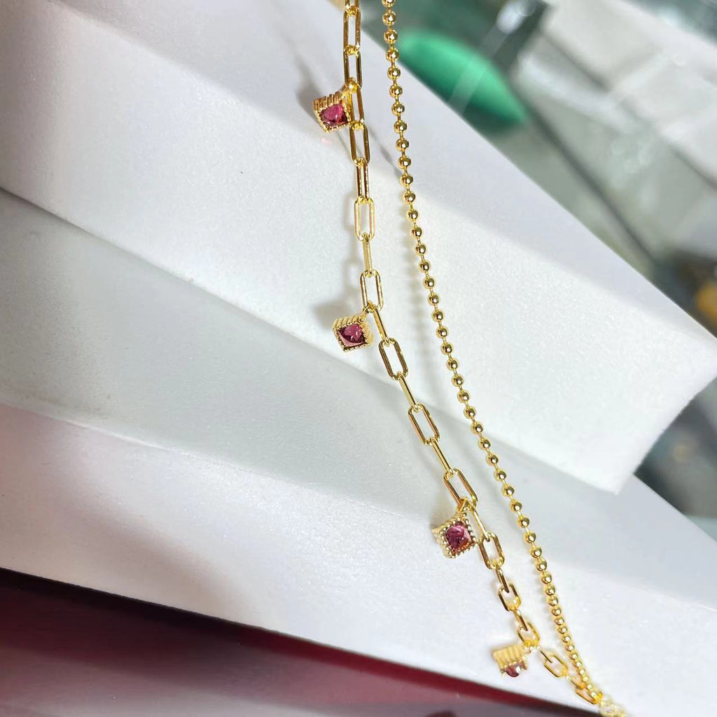 S925 Natural Magnesia Garnet Sugar Tower Bracelet