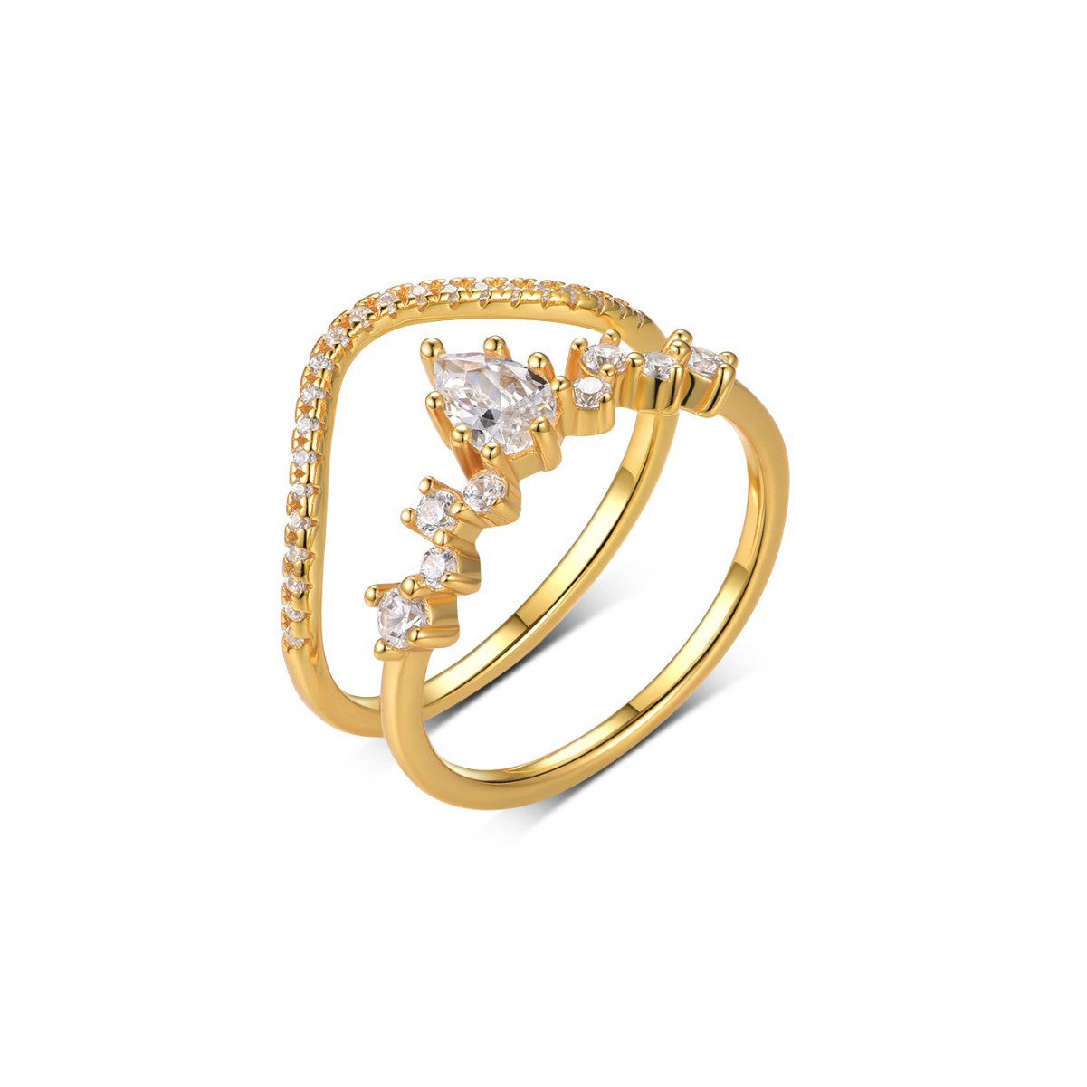 S925 Silver Combination Two-Piece Moissanite Ring Set Ring Hot Sale Independent Station Hot Selling Wholesale