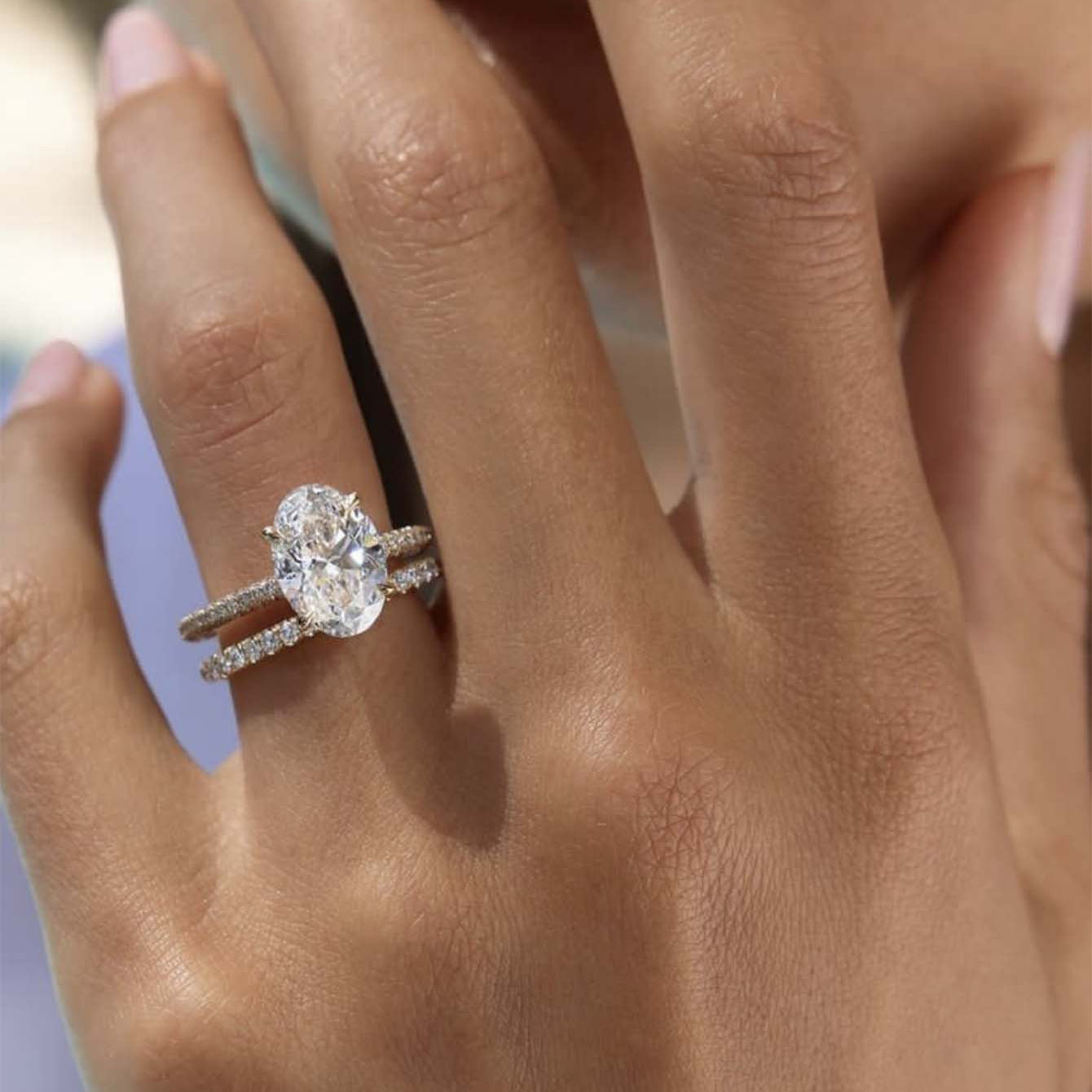 S925 Silver Set Oval Moissanite Ring Combination Simple Fashion Women's Ring Amazon Hot Selling Ring