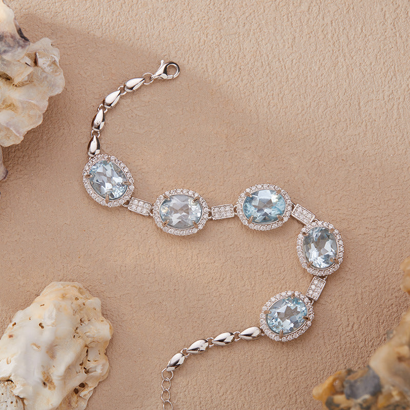 Natural Yellow Amethyst Colorful Gemstone Bracelet for Women S925 Sterling Silver Topaz Bangle